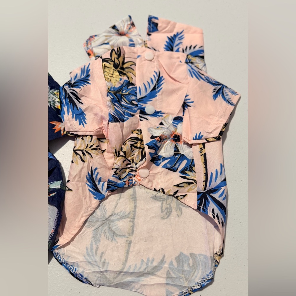 2 pk Floral Hawaiian Shirt Pineapple Palm Tree Beach Cat or Dog Sz L - Picture 7 of 12